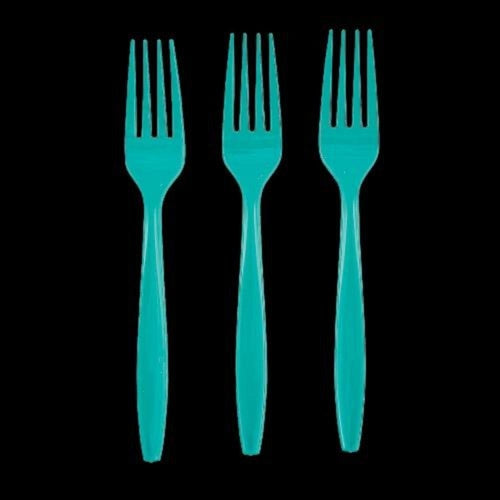 7 Teal Lagoon Plastic Forks - Pack of 24