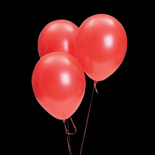11 Metallic Red Latex Balloons