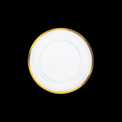 Premium Clear Plastic Dessert Plates with Gold Trim
