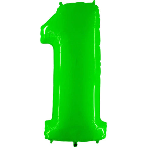 40 Number 1 - Neon Lime Green Foil Mylar Balloon