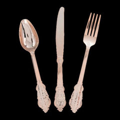 Premium Ornate Rose Gold Plastic Cutlery Sets
