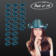 LED Light Up Flashing Sequin Teal Cowboy Hat - Pack of 24 Hats