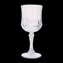 8 Oz Clear Patterned Plastic Wine Glasses