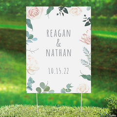 Personalized Blush Floral Yard Sign