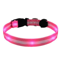 Light Up Pink Flashing Striped Dog Collar