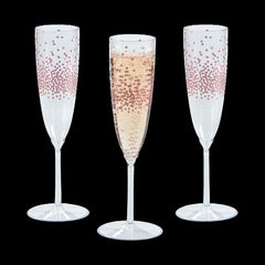 5 Oz Premium Plastic Rose Gold Dot Champagne Flutes