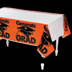Orange Congrats Grad Plastic Tablecloth