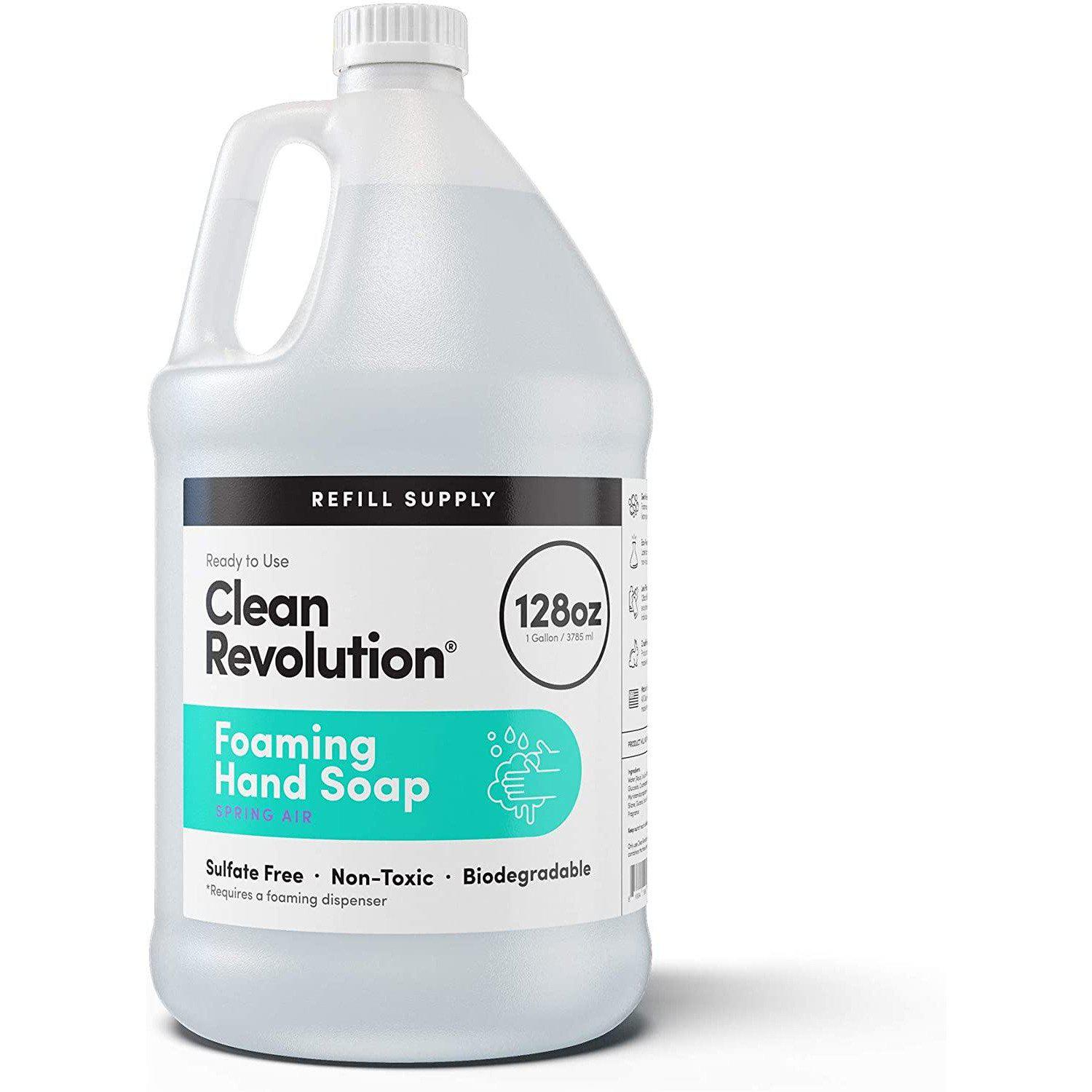 Clean Revolution Foaming Hand Soap Refill Supply Container. Ready to Use Formula. Spring Air Fragrance, 128 fl. oz