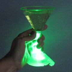 LED Light Up Flashing Green 7 Oz Martini Glasses