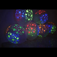 Clear Latex 11 inch UV Blacklight Reactive Neon Star Balloons
