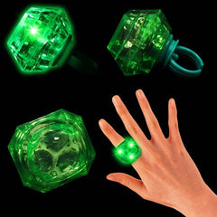 Light-Up Flashing Green Supersized Diamond Ring