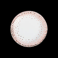 White with Rose Gold Foil Dots Paper Dessert Plates