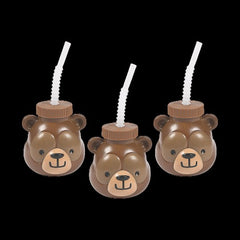 14 Oz Woodland Party Bear Cups with Straws