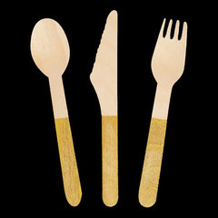 Wooden Cutlery Sets With Gold Handle
