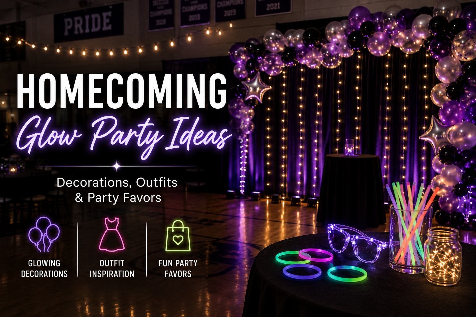 Homecoming Glow Party Ideas: Decorations, Outfits and Party Favors