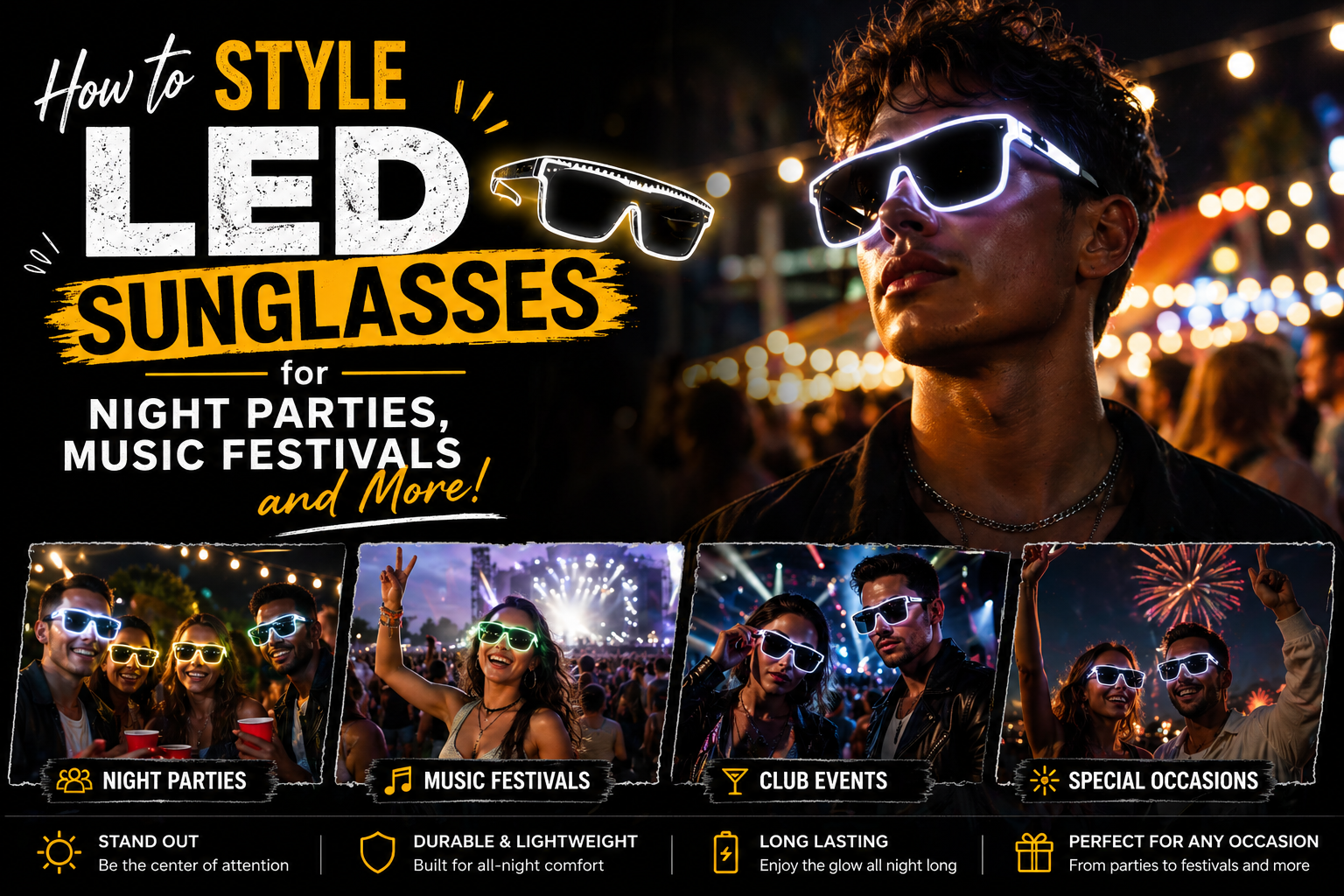 How to Style LED Sunglasses for Night Parties, Music Festivals and More!
