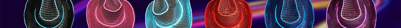 Light Up EL Wire Sequin Cowboy Hats - Various Colors For Various Occasions!