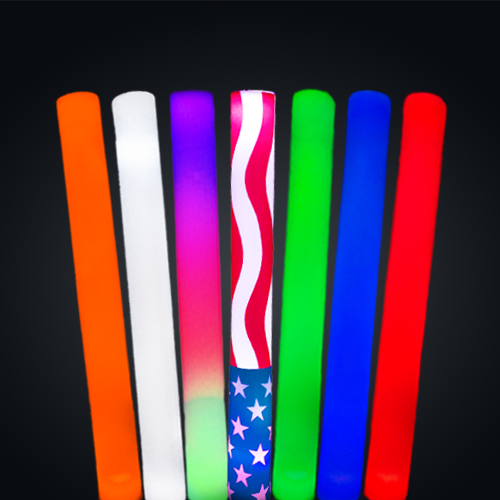 50 CUSTOM LED Foam Glow Sticks 16 Inch 3 Modes Multi-color 