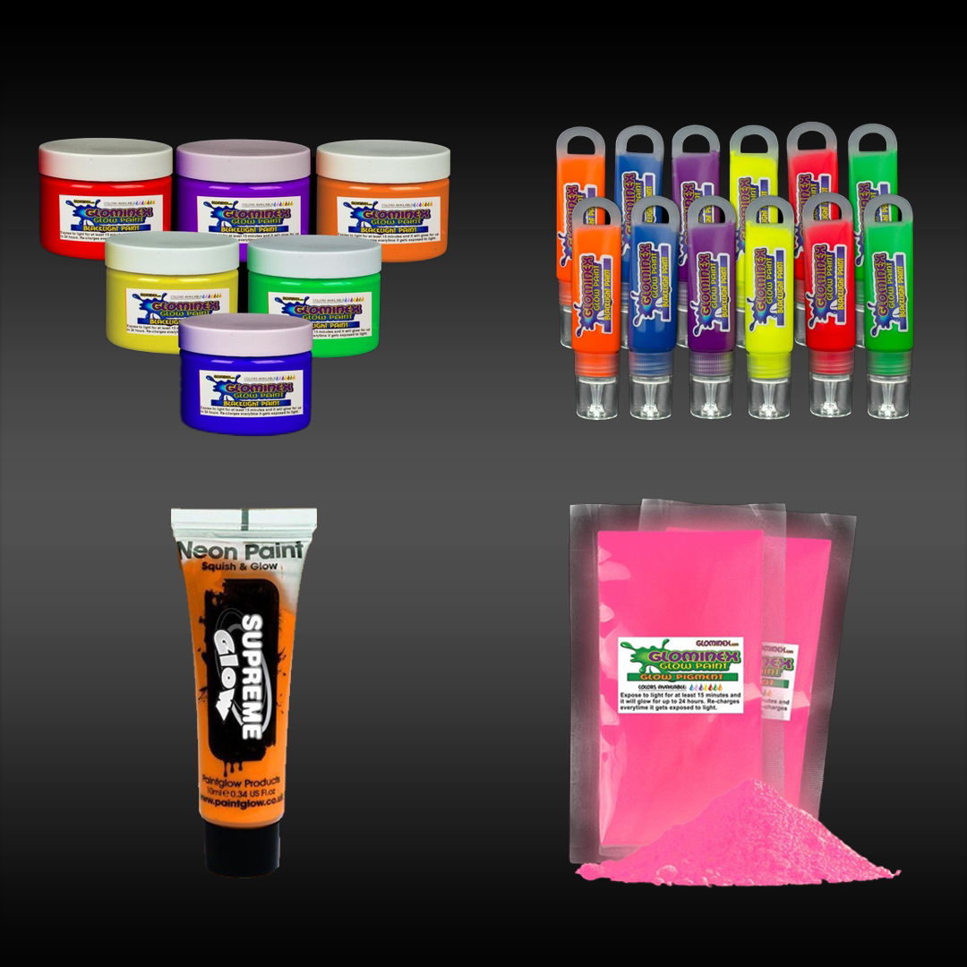 UV Neon Face & Body Paint Glow Kit 6 Bottles 0.75 Oz. Each Top