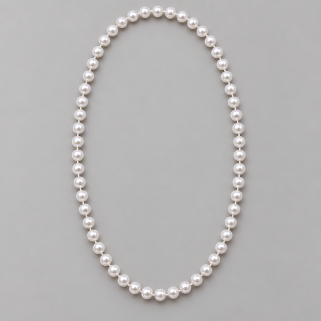 48" 18mm Round Pearl White Mardi Gras Beads - Pack of 12 Necklaces