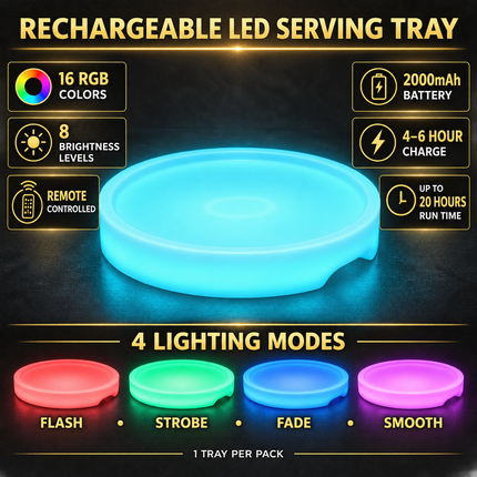 LED Light Up Rechargeable Party Serving Tray