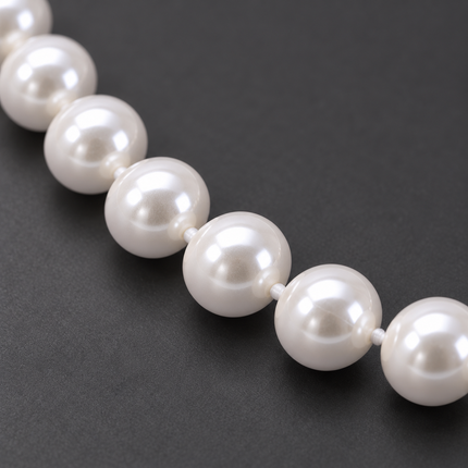 48" 18mm Round Pearl White Mardi Gras Beads - Pack of 12 Necklaces