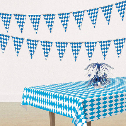 10 Ft. x 17" Oktoberfest Blue & White Plastic Pennant Banner