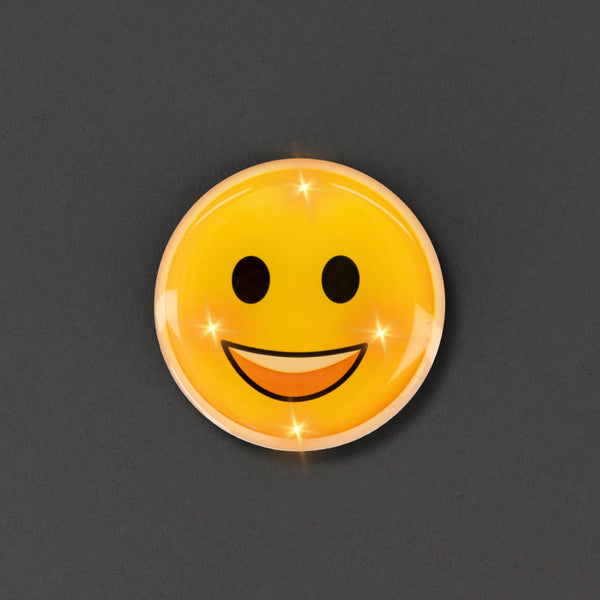 LED Light UP Classic Smile Emoji Face Blinking Pins