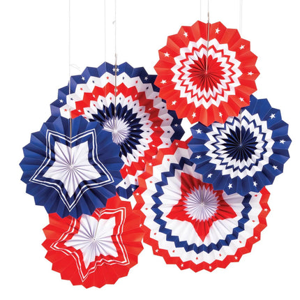 Patriotic Hanging Fans with Strip & String