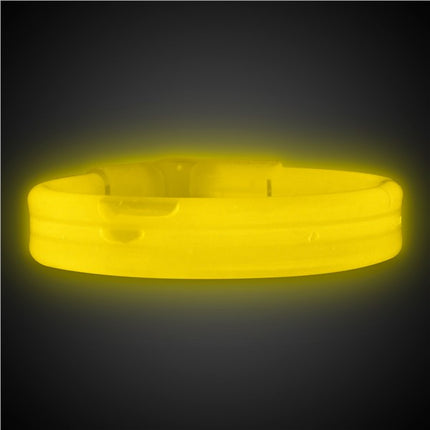 9 Inch Yellow Triple Wide Glow Bracelets - 25 Per Pack
