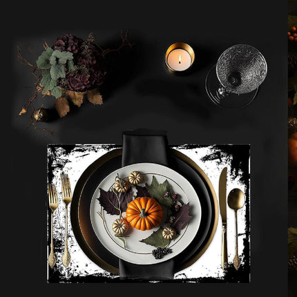 12"x18" Halloween Placemats, Black Skull and Roses Disposable Cardstock Paper - 8 per pack