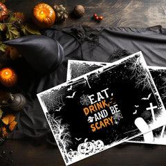 12"x18" Halloween Placemats, Eat Drink And Be Scary Disposable Cardstock Paper - 8 per pack