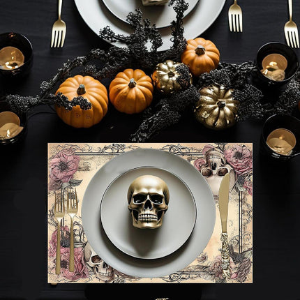 12"x18" Halloween Placemats, Eternal Roses Disposable Cardstock Paper - 8 per pack