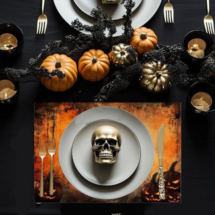 12"x18" Halloween Placemats, Ghoulish Pumpkins Disposable Cardstock Paper - 8 per pack