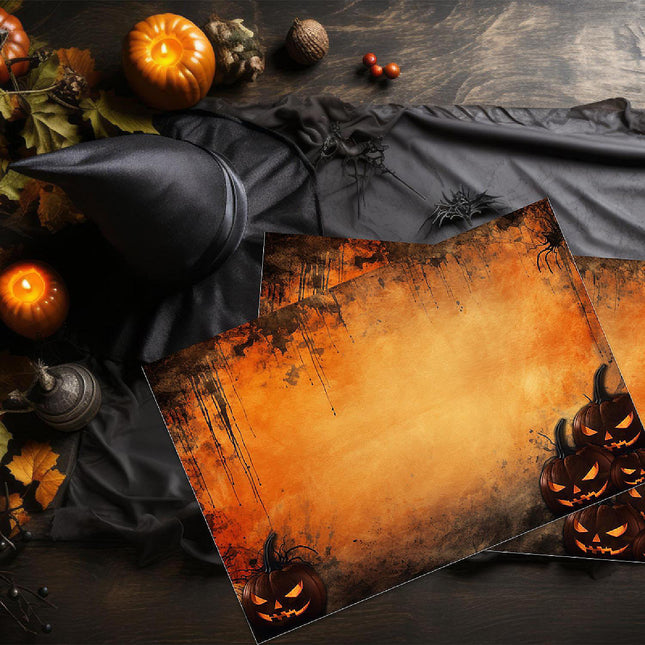 12"x18" Halloween Placemats, Ghoulish Pumpkins Disposable Cardstock Paper - 8 per pack