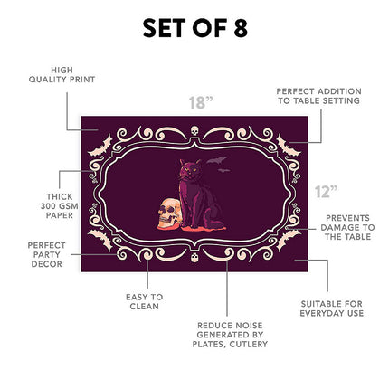 12"x18" Halloween Placemats, Gothic Elegance Disposable Cardstock Paper - 8 per pack