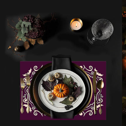 12"x18" Halloween Placemats, Gothic Elegance Disposable Cardstock Paper - 8 per pack