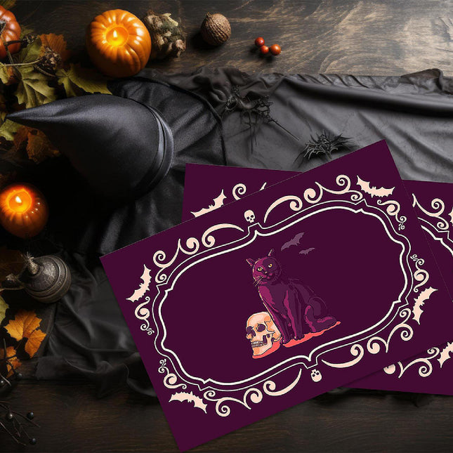 12"x18" Halloween Placemats, Gothic Elegance Disposable Cardstock Paper - 8 per pack