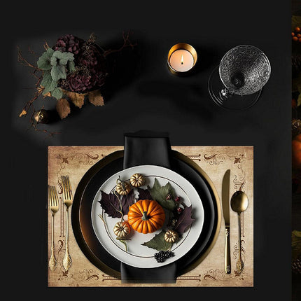 12"x18" Halloween Placemats, Gothic Whispers Disposable Cardstock Paper - 8 per pack