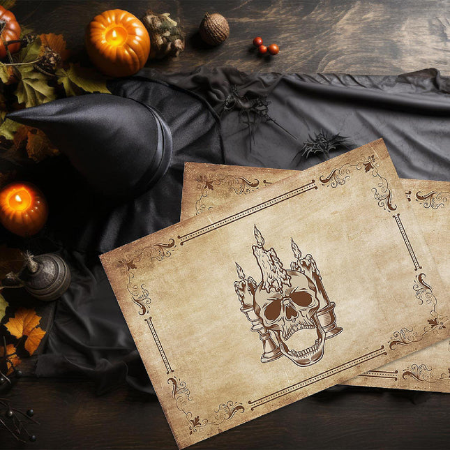 12"x18" Halloween Placemats, Gothic Whispers Disposable Cardstock Paper - 8 per pack