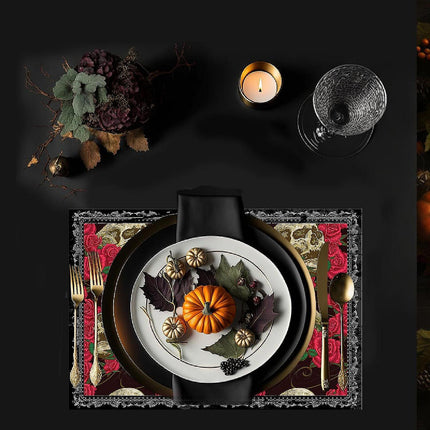12"x18" Halloween Placemats, Hauntingly Romantic Disposable Cardstock Paper - 8 per pack