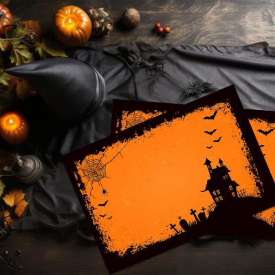 12"x18" Halloween Placemats, Hilltop Haunts Disposable Cardstock Paper - 8 per pack
