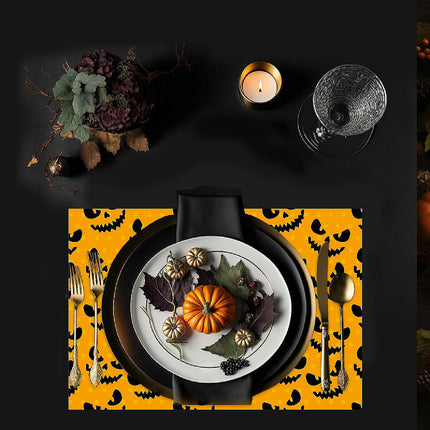 12"x18" Halloween Placemats, Jack-o'-Lantern Patterns Disposable Cardstock Paper - 8 per pack