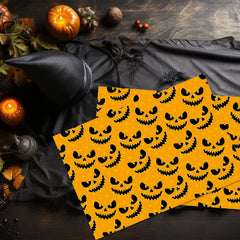 12"x18" Halloween Placemats, Jack-o'-Lantern Patterns Disposable Cardstock Paper - 8 per pack