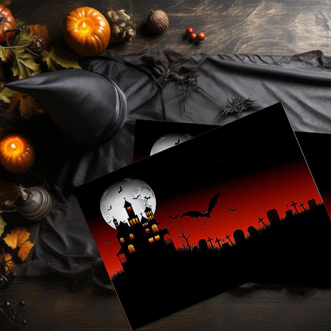 12"x18" Halloween Placemats, Lunar Haunting Disposable Cardstock Paper - 8 per pack