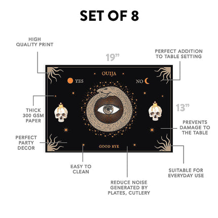 12"x18" Halloween Placemats, Lunar Serpent Disposable Cardstock Paper - 8 per pack