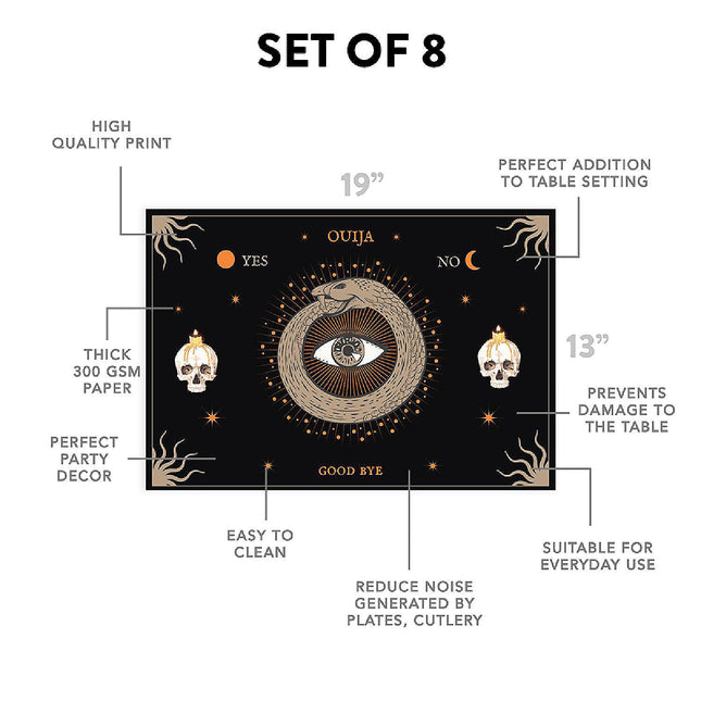 12"x18" Halloween Placemats, Lunar Serpent Disposable Cardstock Paper - 8 per pack