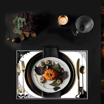 12"x18" Halloween Placemats, Mystical Black Cat Disposable Cardstock Paper - 8 per pack
