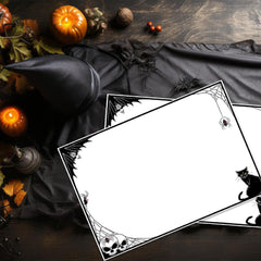 12"x18" Halloween Placemats, Mystical Black Cat Disposable Cardstock Paper - 8 per pack