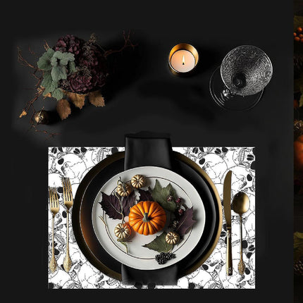 12"x18" Halloween Placemats, Piled Skulls Disposable Cardstock Paper - 8 per pack